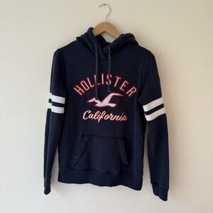 Hollister Logo Graphic‎ Hoodie Sweatshirts NAVY Blue Womens Size Small S